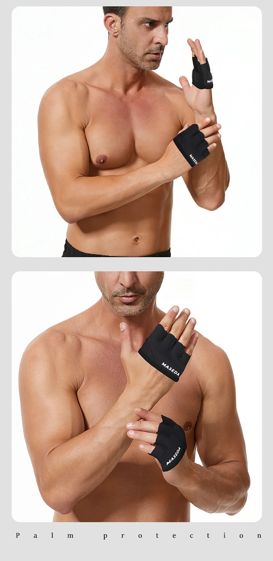 GTUBIKE 1 Paar kleine, leichte Trainingshandschuhe mit vier Fingern – rutschfester Griff für Fitness, Gewichtheben und Training für Damen und Herren – Detail 14