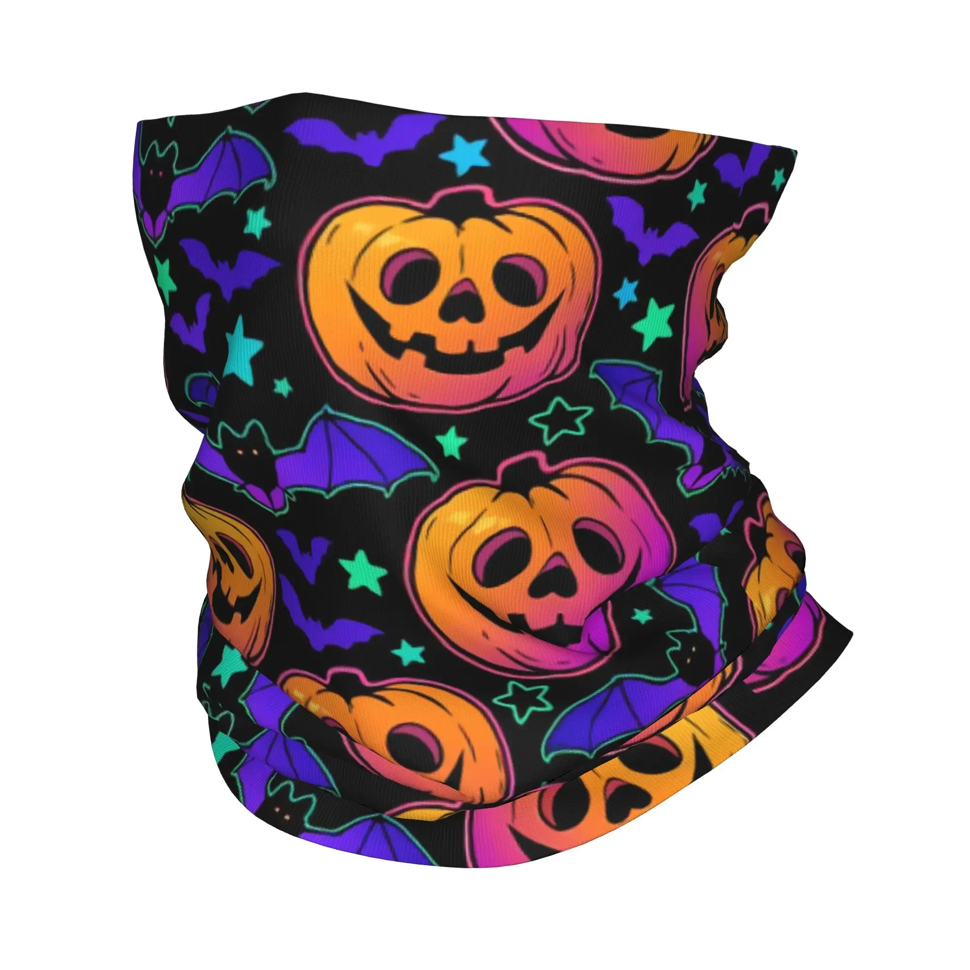Colorful Pumpkin Bats Star Moon Gothic Magic Mysterious Winter Headband Neck Warmer Camping Tube Scarf  Face Bandana Gaiter