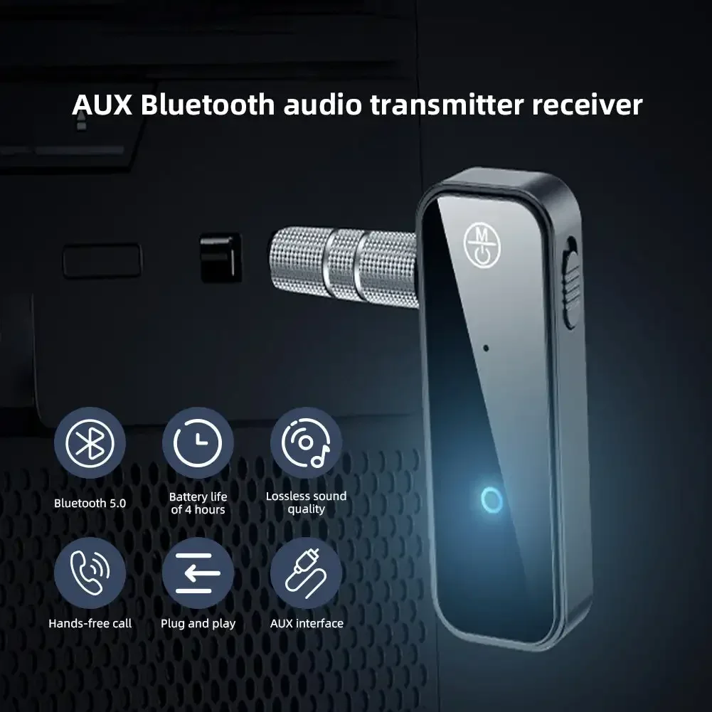 

Car 2 in 1 Bluetooth 5.3 Transmitter Receiver Handsfree Wireless Adapter 3.5mm Audio AUX Adapter for Car Audio Music Aux