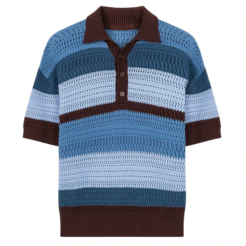 

Fashion Vintage Shirt Contrast Color Knitted Top Holiday Daily Casual 2XL Casual Short Sleeve Shirt Casual Casual Style T-Shirt