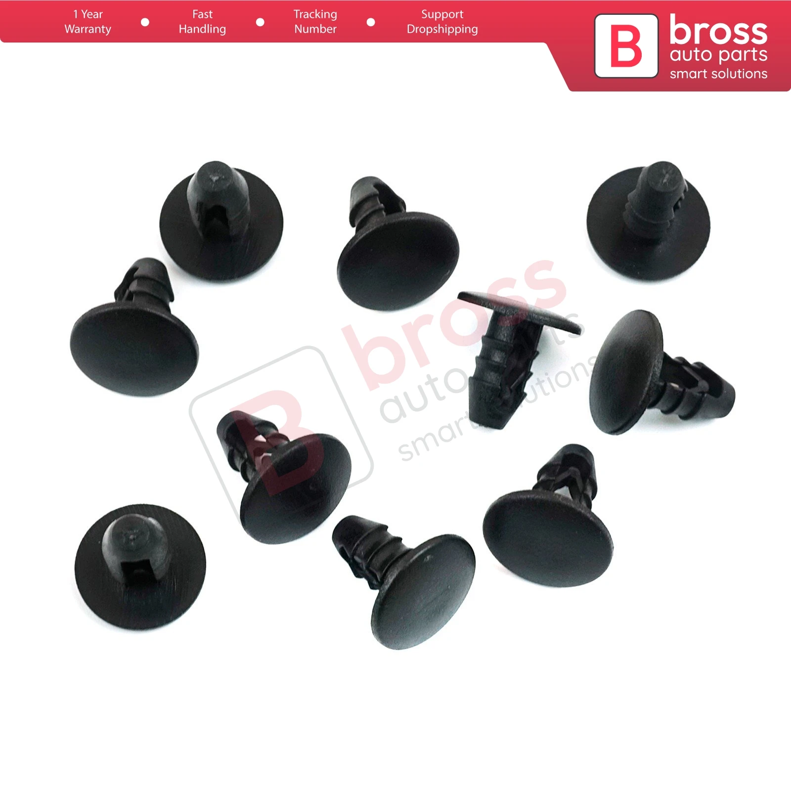 Bross Auto Parts BCF5045 10 Pieces Fir Tree M.8 Clips For Renault Fiat Head Size: 14.70 mm