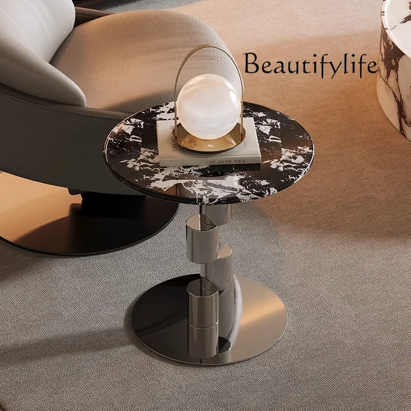 Medieval style Napoleon marble coffee table small apartment designer stainless steel corner table bedroom light luxury edge tabl