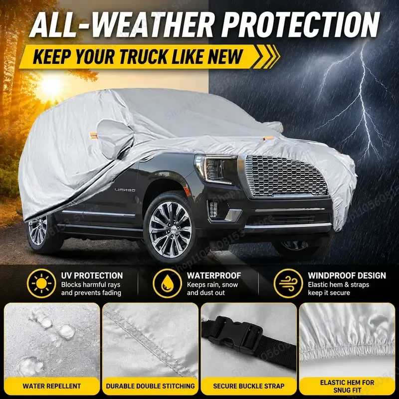 For GMC Yukon 2021 2022 2023 2024 Waterproof Full Coverage Car Cover Outdoor UV Sun Rain Snow Dust Protection All Weather