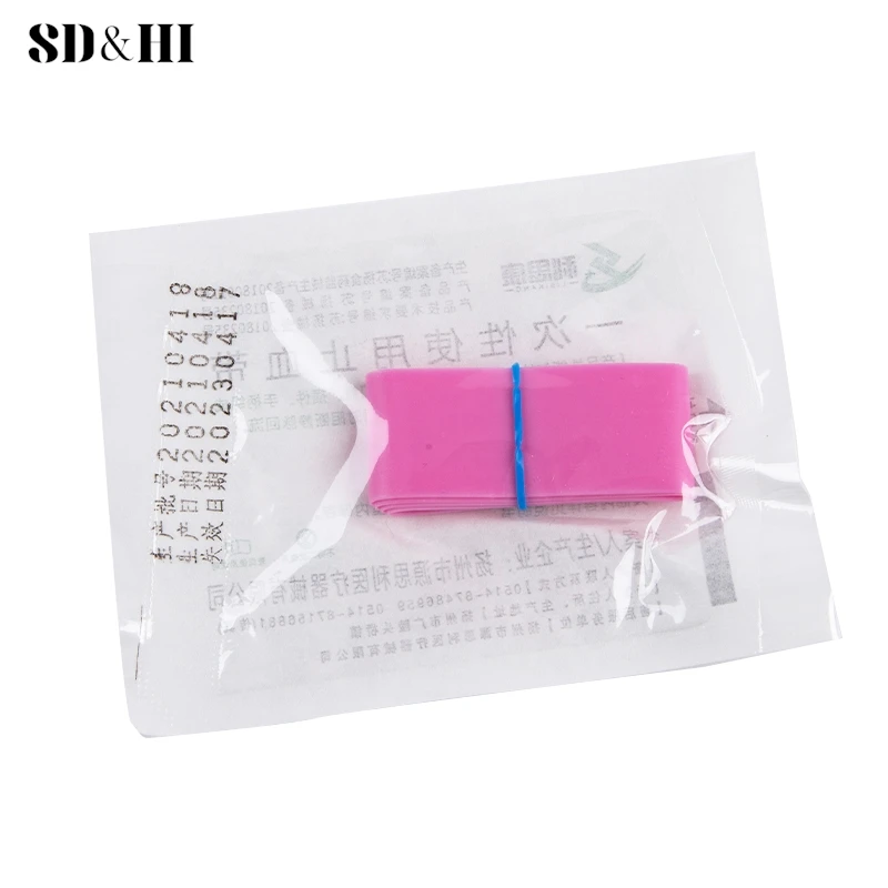 10strips Pre Cut Pink Elastic Belt Disposable Tourniquet First Aid Kit Product Medical Rubber Tourniquet Disposable Tourniquet