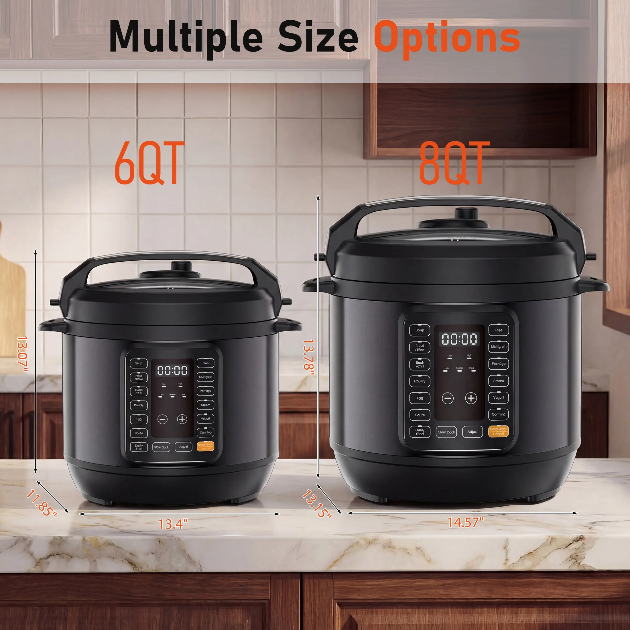 JHK 16-in-1 Electric Pressure Cooker 6-8QT Multi Cooker 12 Preset Ceramic Pot Slow Cook Rice Steamer Soup Yogurt Maker Recipe Book