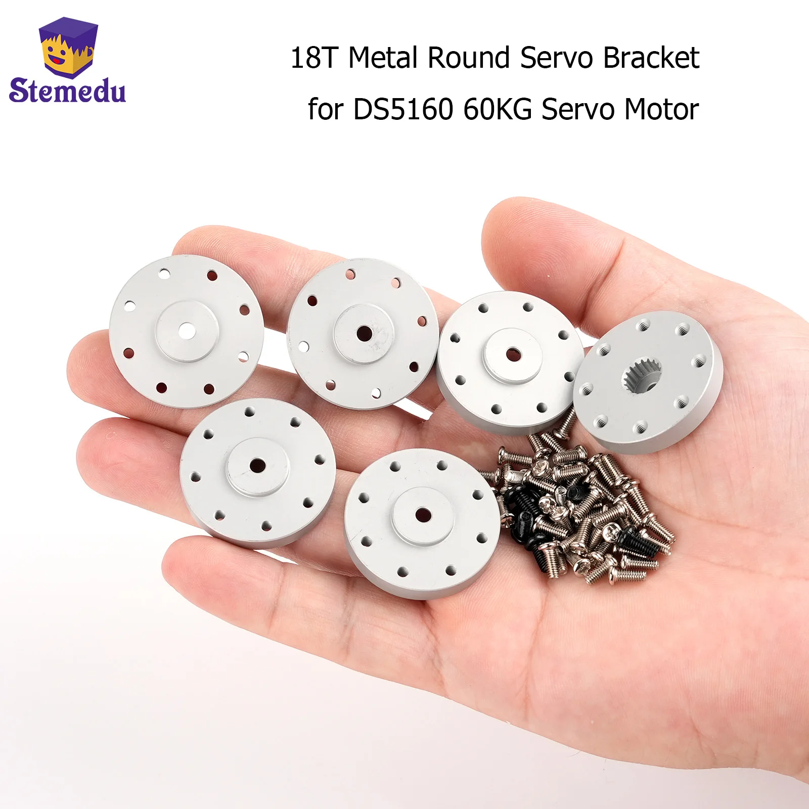 18T Metal Round Servo Bracket for DS5160 60KG Servo Motor with 4 Sets M2.5*6 Nuts - Hardware Accessory