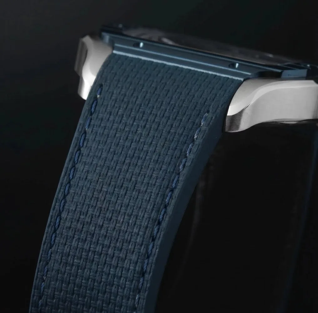 Fit For Cartier Santos Sailcloth FKM Rubber Watch Strap 20mm/23mm/24mm Size With Original Steel End Linking Watch Band - view 4