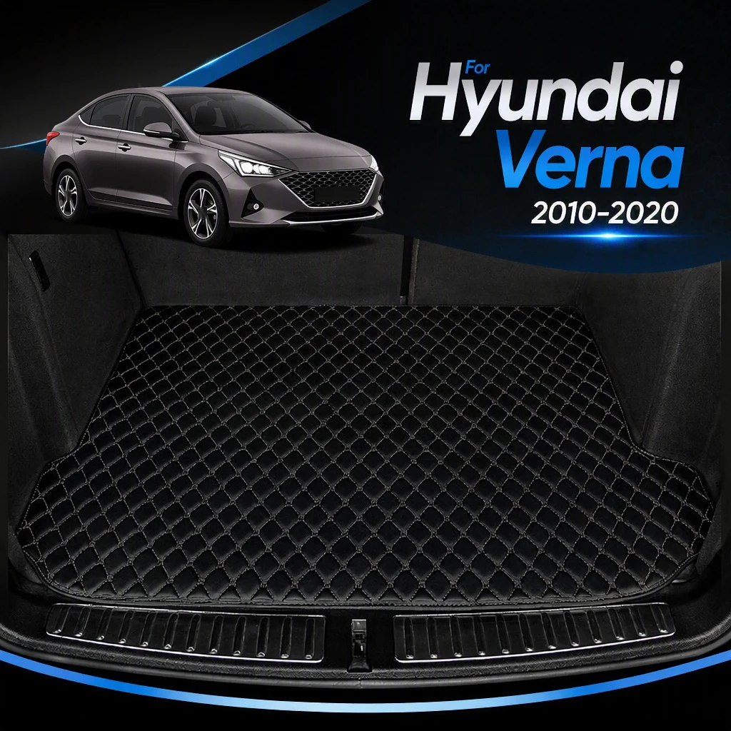 Leather Car Trunk Mat For Hyundai Verna 2010-2020 Trunk Cargo Liner Storage Carpet Car Interior Accessories Decor Styling