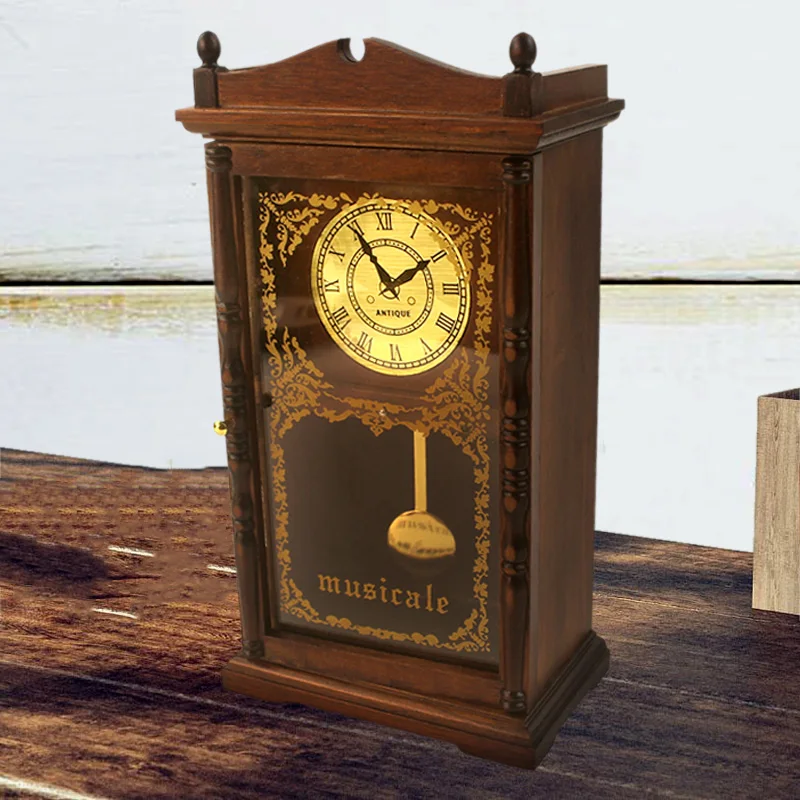 Rosiking Retro grandfather clock  Music Box Classic Home Ornament Model Castle in the Sky For Friends  Christmas  Birthday Gifts