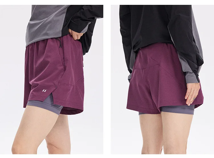 Unisex 2-in-1 Laufshorts Schnelltrocknend Fitness-Shorts Doppelschichtige Kompressions-Laufhose Sportliche Fitness-Jogging-Shorts – Detail 6