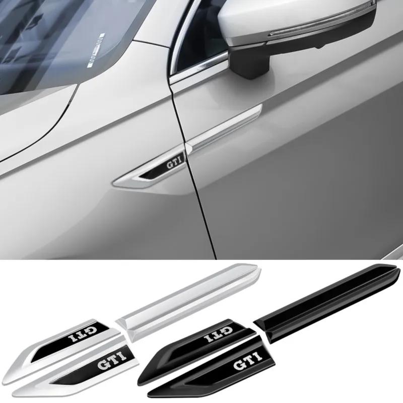 2pcs ABS Car Fender Side Wing Emblem Badge Stickers For Volkswagen VW R Rline 4 MOTION GTI CADDY Golf Polo GTD Beetle CC Tiguan