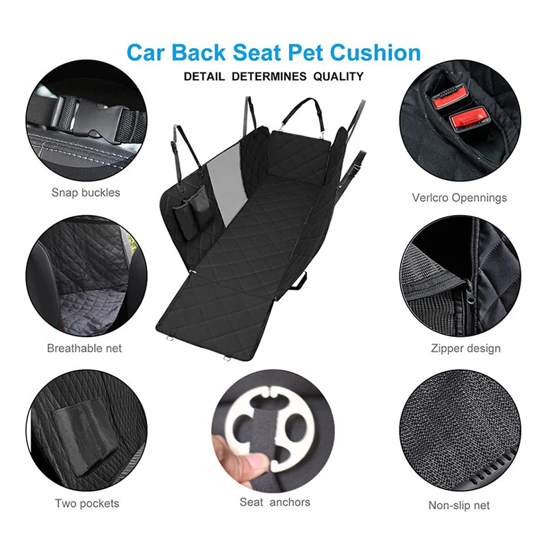 Almohadilla de asiento de Mascota de coche, cojín de asiento trasero de coche de doble cremallera, impermeable, resistente a la suciedad, adecuado para múltiples modelos, Color sólido, 143x153CM