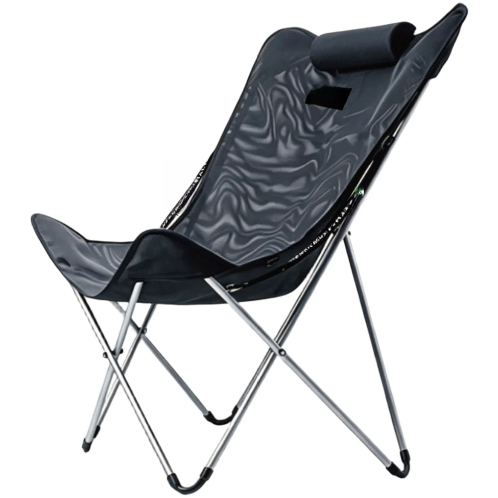 Outdoor Folding Moon Chair High Back Recliner With 4 Adjustable Angles Ergonomic Cloud Shape For Camping Fishing Beach Lounge