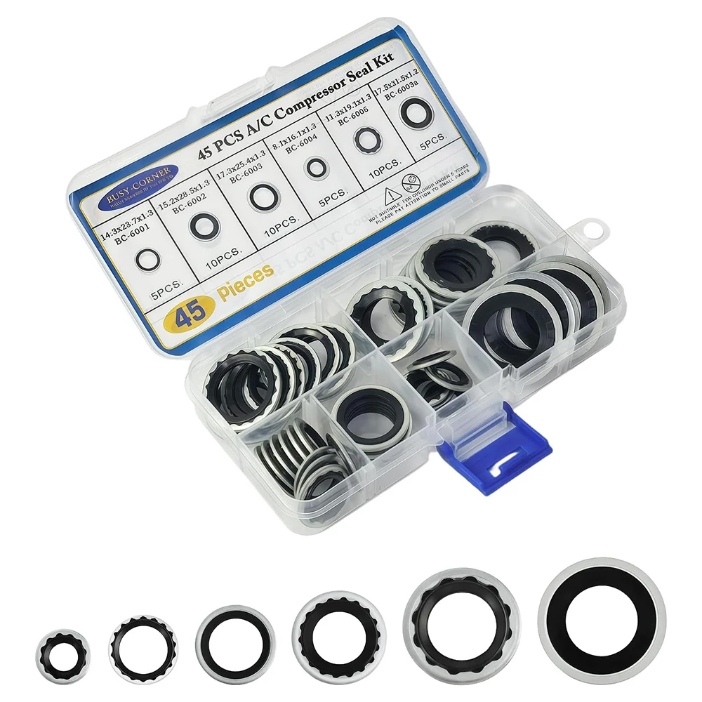 Automotive Air Conditioner Compressor Interface Gasket Air-conditioning Pump Bonded Seal Washers Gaskets Car Accessories
