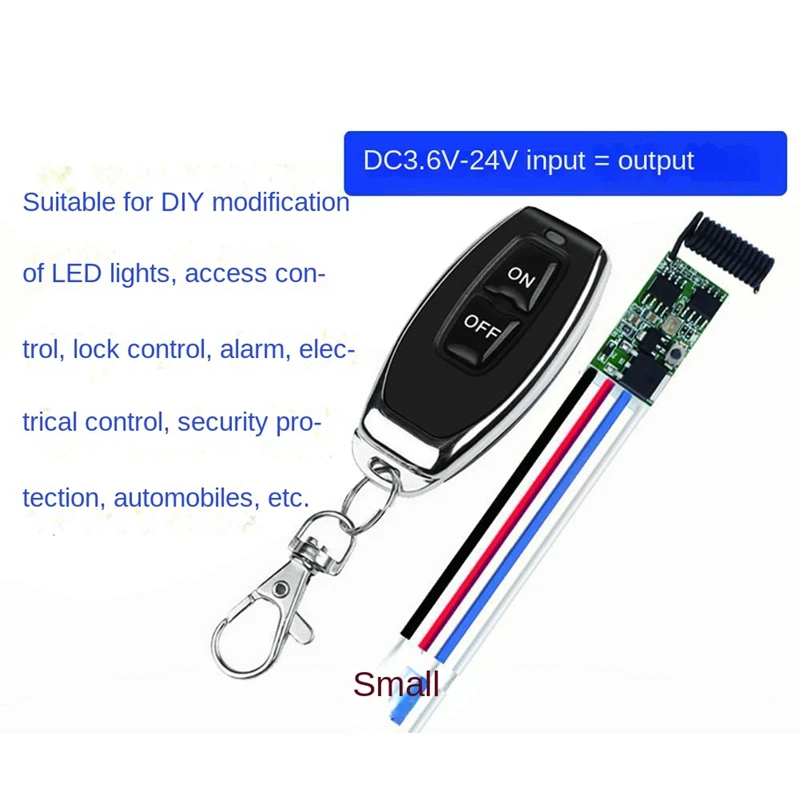 433Mhz DC 3.6V-24V 1CH Mini Relay Wireless RF Remote Control Switch LED Lamp Controller Micro-Receiver Transmitter