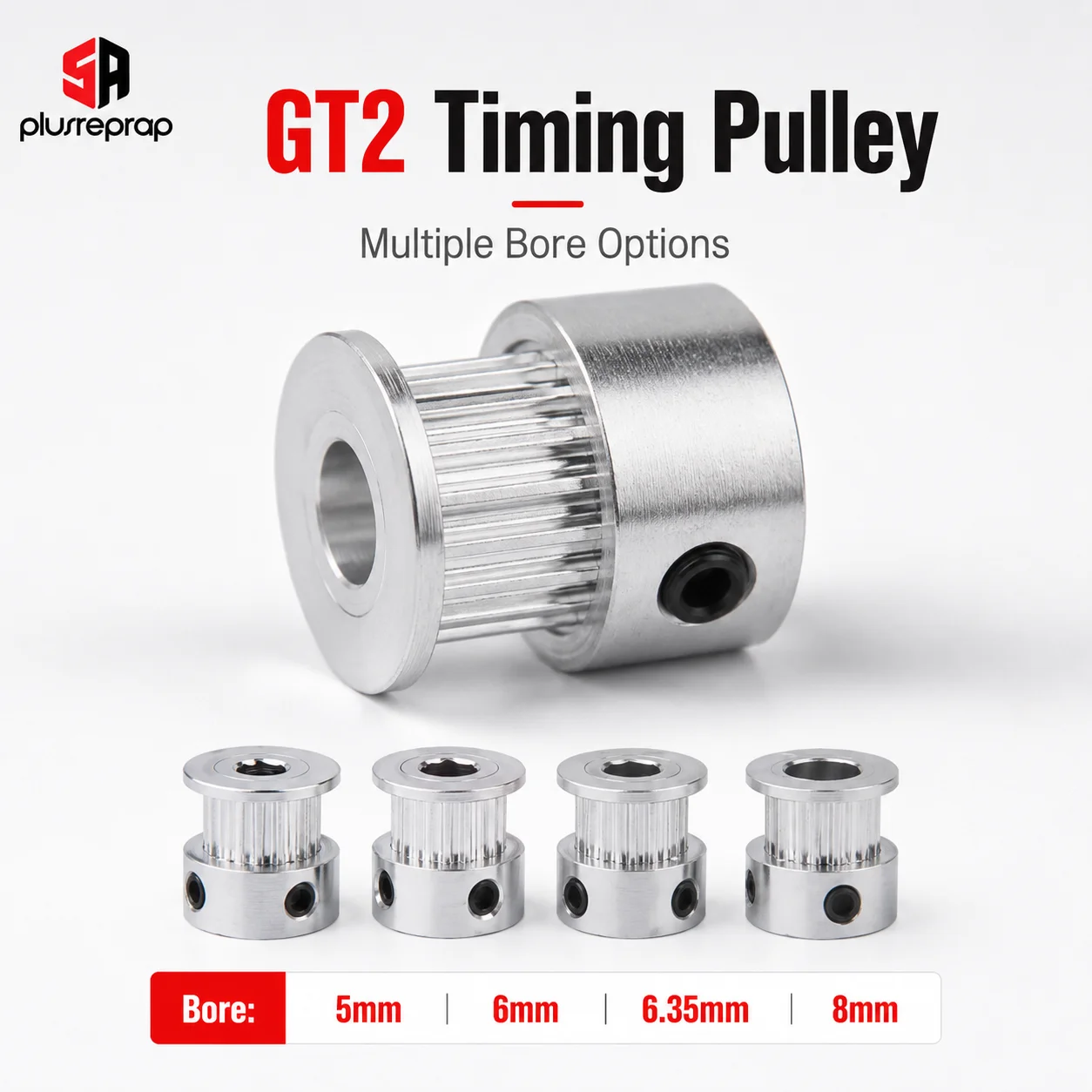 GT2 20 Teeth Timing Pulley Bore 5mm 6mm 6.35mm 8mm Shaft Alumium Pulley for 6mm Belt 3D Printer Parts