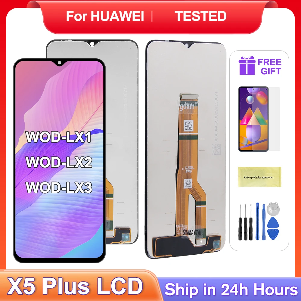 Для HUAWEI Honor X5 Plus для 6,56 ''HonorX5 Plus WOD-LX1 LX2 LX3 ЖК-дисплей с цифровым преобразователем сенсорного экрана в сборе, замена