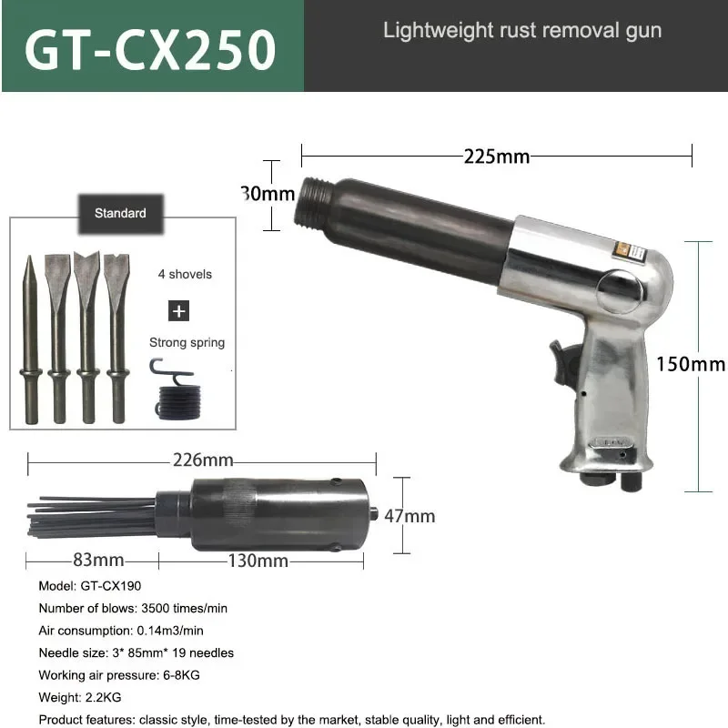 Pneumatische Rosten tfernungs pistole 19-polige Rosten tfernungs maschine Nadel schweiß schlacken reinigungs pistole Marine Impact Test Lacken