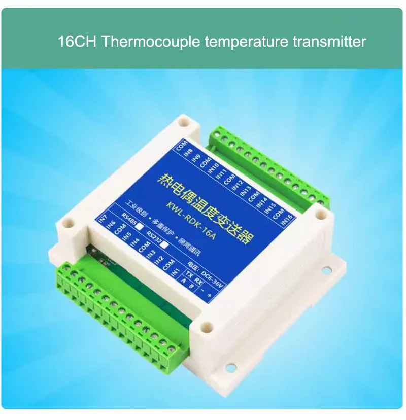 4/8/16 Channel Thermocouple Temperature Transmitter Acquisition Sensor RS485 Isolated Modbus