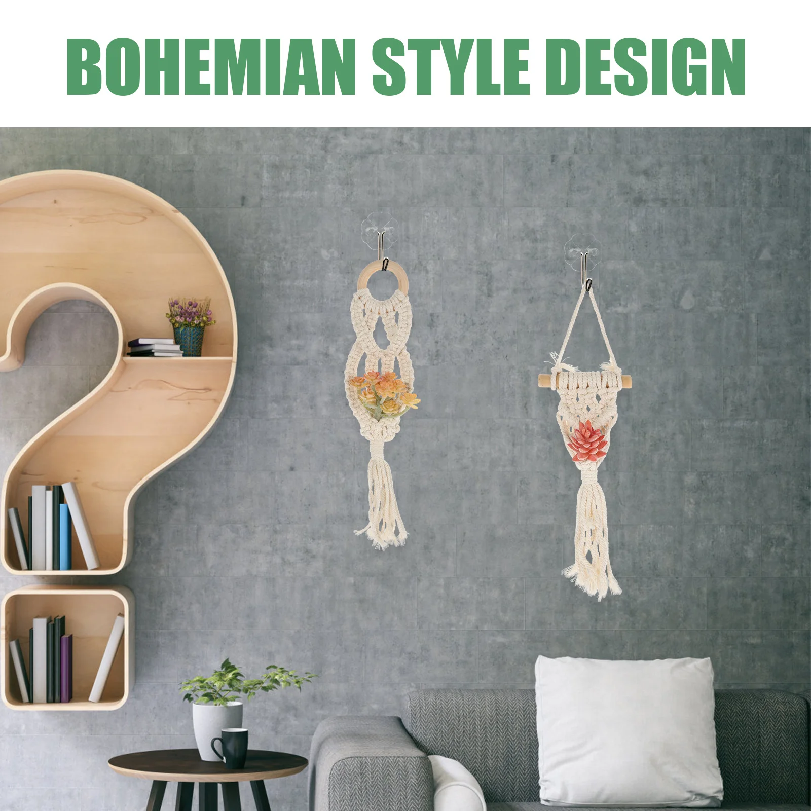 

2Pcs Macrame Plant Hanger Bohemian Woven Cotton Rope Hanging Indoor Planter Wall Art Decor Crochet Plant Holder