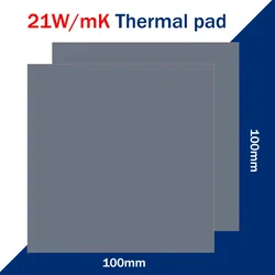 Almohadilla térmica de silicona conductora de refrigeración, disipador térmico de CPU GPU de 21W/MK, 80x40/100x100mm, aislamiento térmico de alta calidad