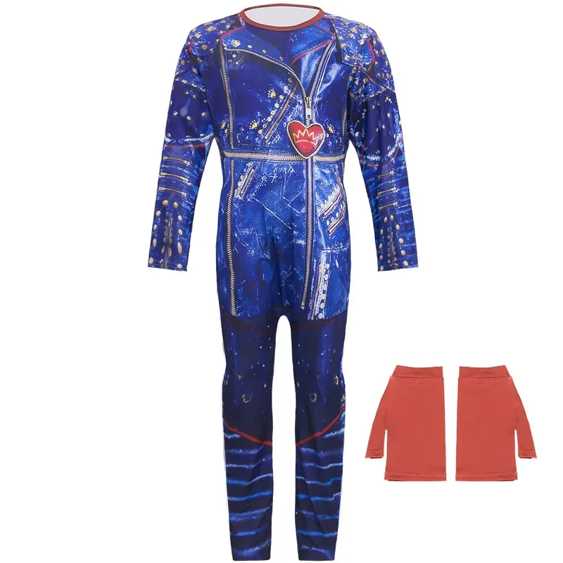 Disfraz de Halloween para niñas Evie Mal Discendientes 3 disfraz de Cosplay peluca mono de fiesta de cumpleaños para niños mono Catsuit