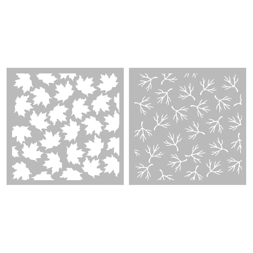 MangoCraft 2PCs Maple Leaves Plastic Stencil For Decor DIY Scrapbooking Embossing Stencils For Cards Album Crafts Background