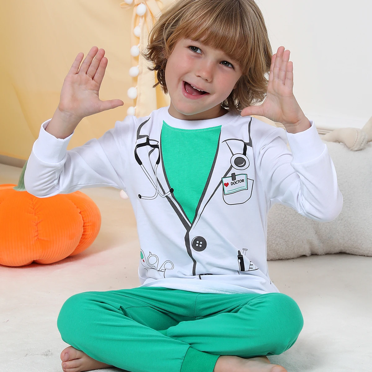 Doctor Costume Kids Halloween Pajamas Toddler Cosplay Theme Party Clothes Baby Boy Career Day Game Clothing Girl Green Sets