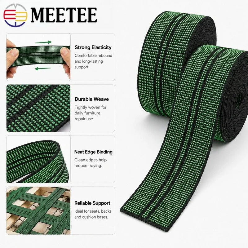 5/10Meters 50mm Woven Elastic Band High Stretch Polypropylene Webbing Sofa Chair Backrest Furniture Upholstery Repair Strapping