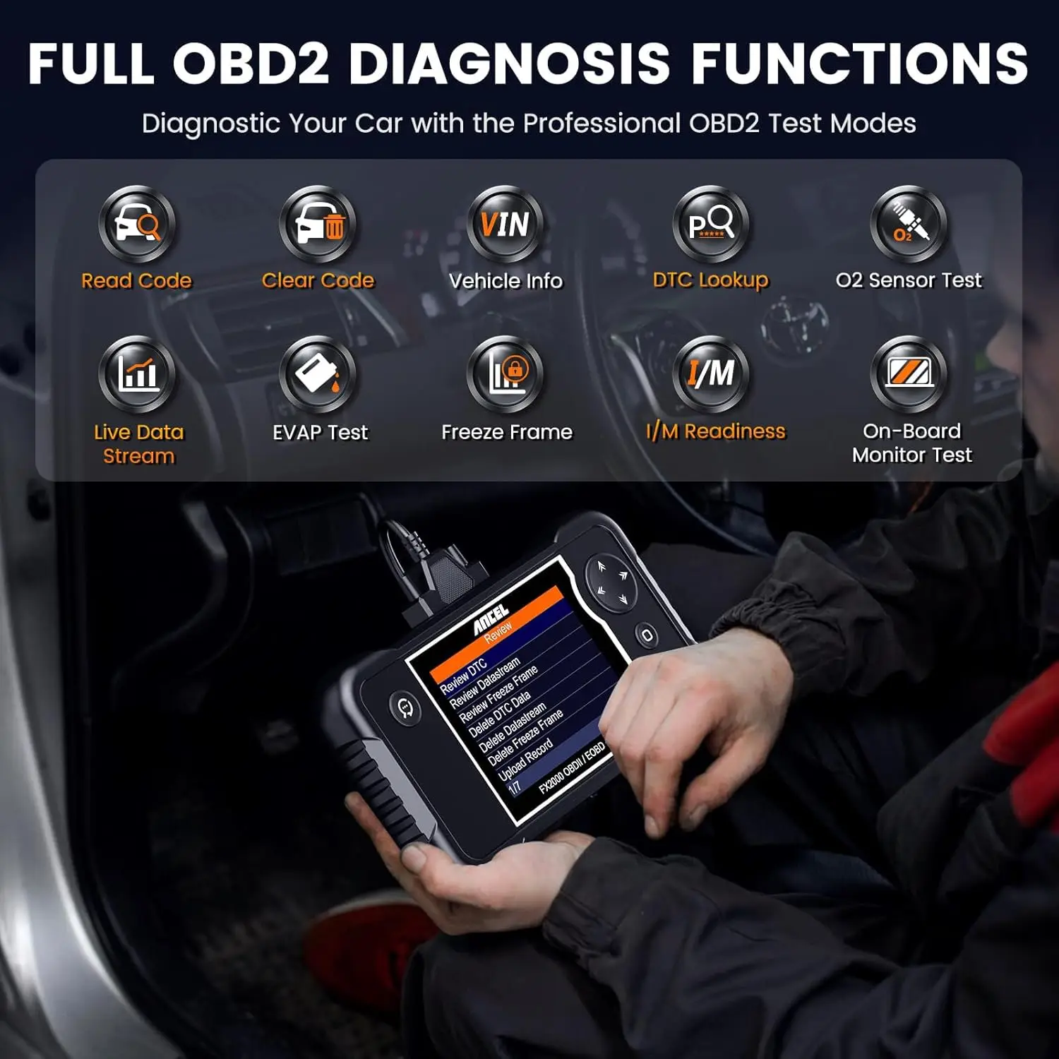 FX2000 Plus OBD2 Scanner with Protective Bag, Check Engine Code Reader, Lifetime Free Upgrade