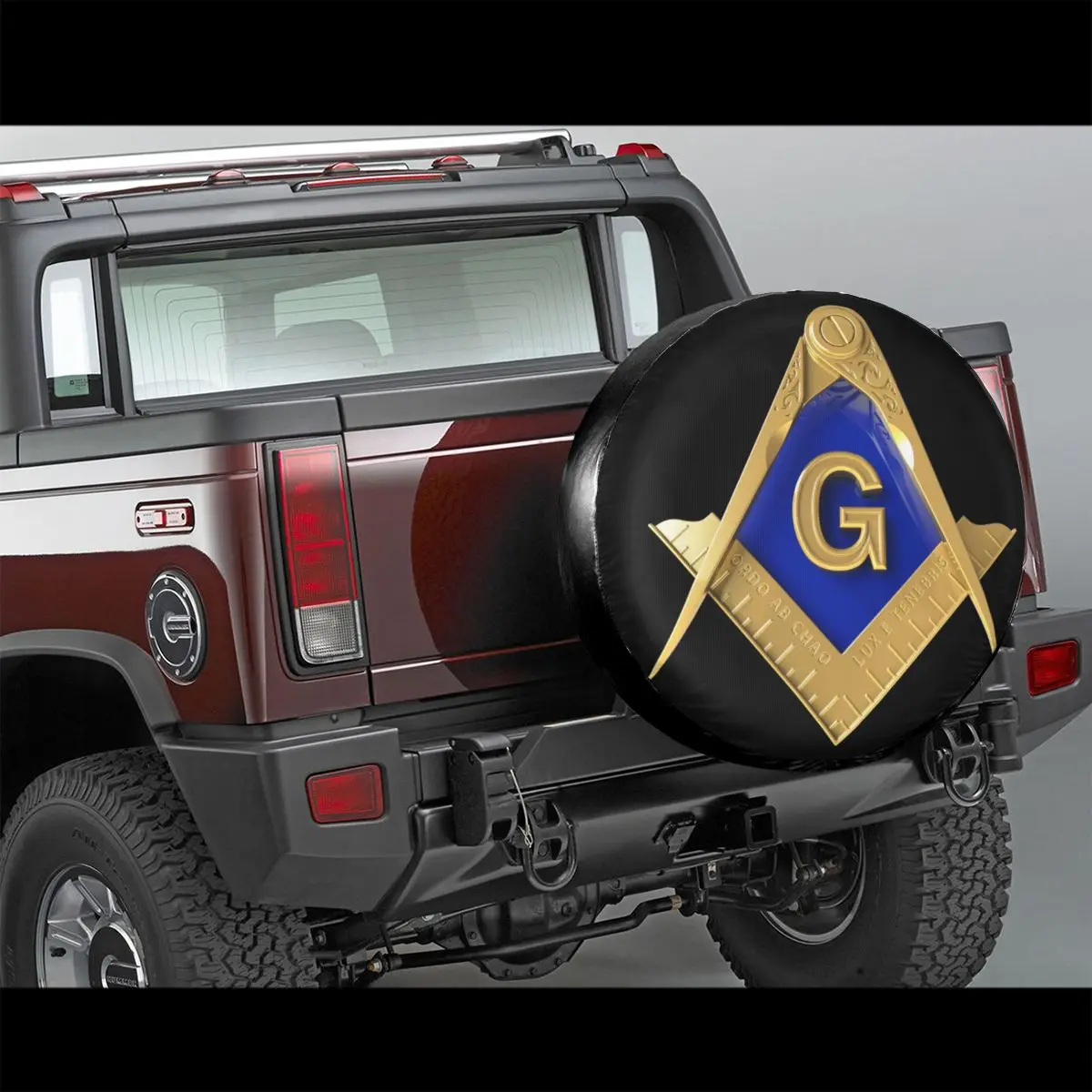 Gold Square Compass Masonic Freemason Spare Tire Cover Bag Pouch for Jeep Pajero Freemasonry Mason Car Wheel Covers