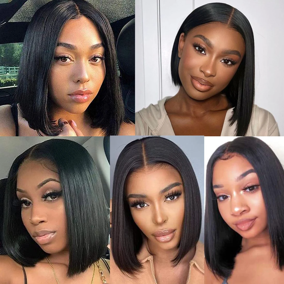 Bob Black Wig Human Hair 13x4 HD Lace Front Wigs Human Hair Pre Plucked Straight Short Lace Wig for Women Afro 10/12/14/16inch