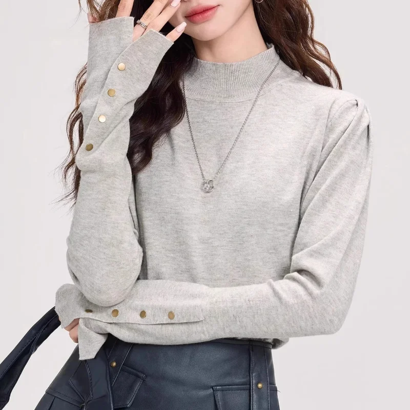 

Half Turtleneck Knit Base Layer Solid Color Minimalist Autumn Winter New Arrival Unique Design Inner Wear Top For Women