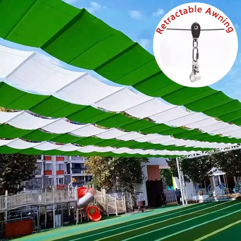 W1.5m*L6m Retractable Wave Sunshade Sail Outdoor Garden Telescopic Awning Yard Swimming Pool Sliding Canopy Pergola Shade