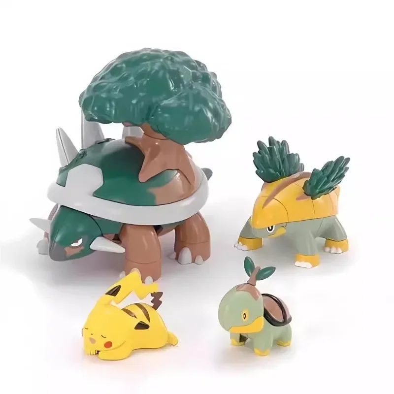 Bandai Original Pokemon Anime Infernape Evolution Set Empoleon Torterra figura de acción ensamblaje modelo juguetes regalos para niños