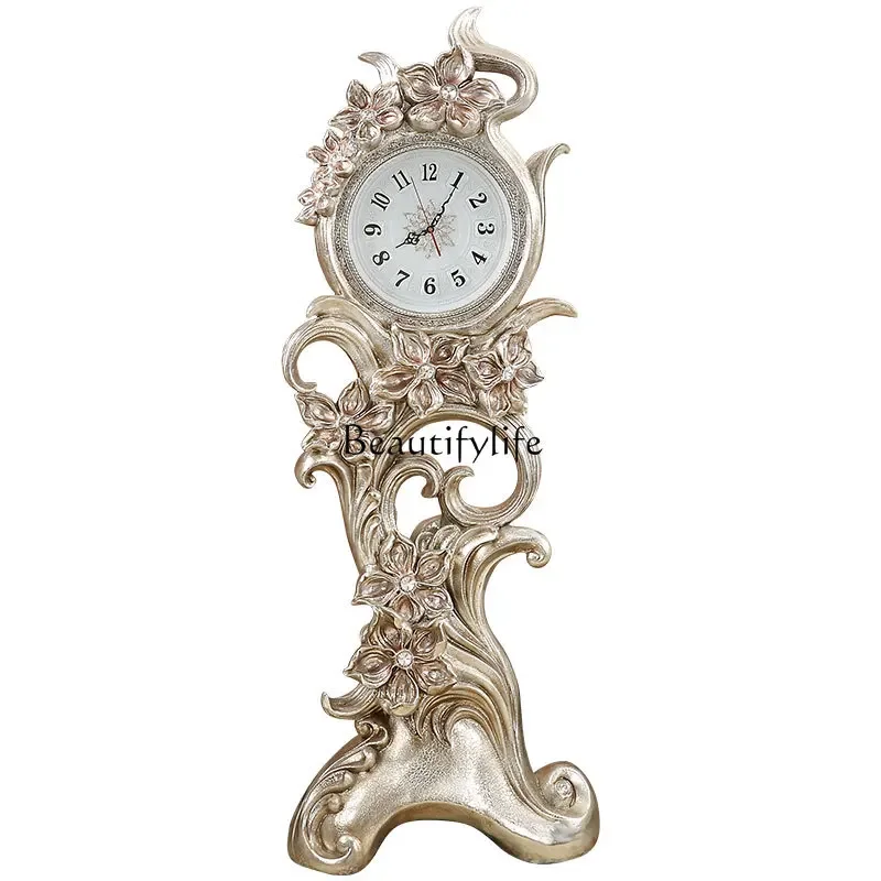 

European floor-to-ceiling American silent creative orchid large seat clock ornament decorative standing clockL