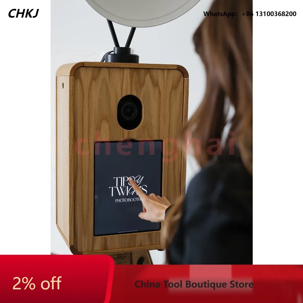 Double-sided oak photo booth 18.5 Touch screen display iPad photo booth case Wood machine photo booth printer
