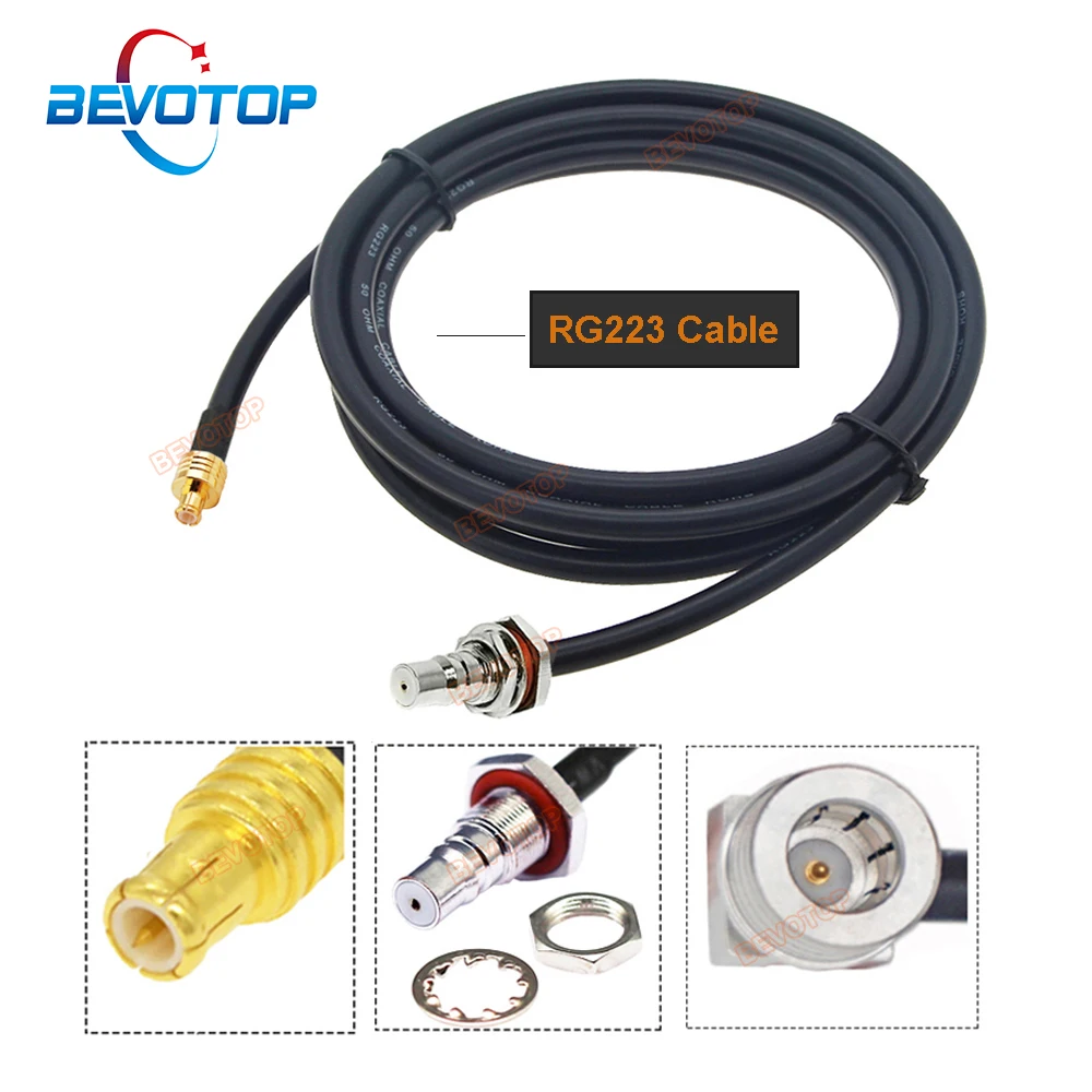 BEVOTOP QMA to MCX RG223 Cable QMA Male/ Female to MCX Male Plug 50 Ohm Double Shielded Low Loss RG-223 Pigtail Extension Jumper