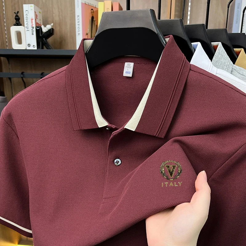 men's 100% cotton summer new polo shirt comfy breathable fashion business golf short sleeve luxury versatile offset printing Tee