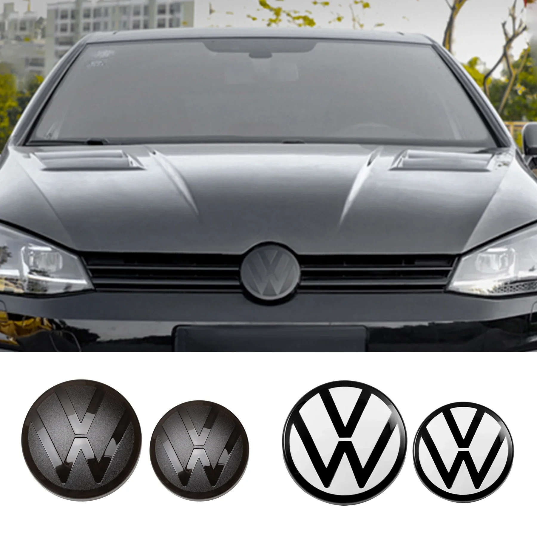 1/2Pcs Car Front Bonnet Grill Rear Trunk Emblem Logo Cover For Volkswagen Golf 7 mk7 6 mk6 7.5 8 mk8 Variant VW Polo 2013-2023