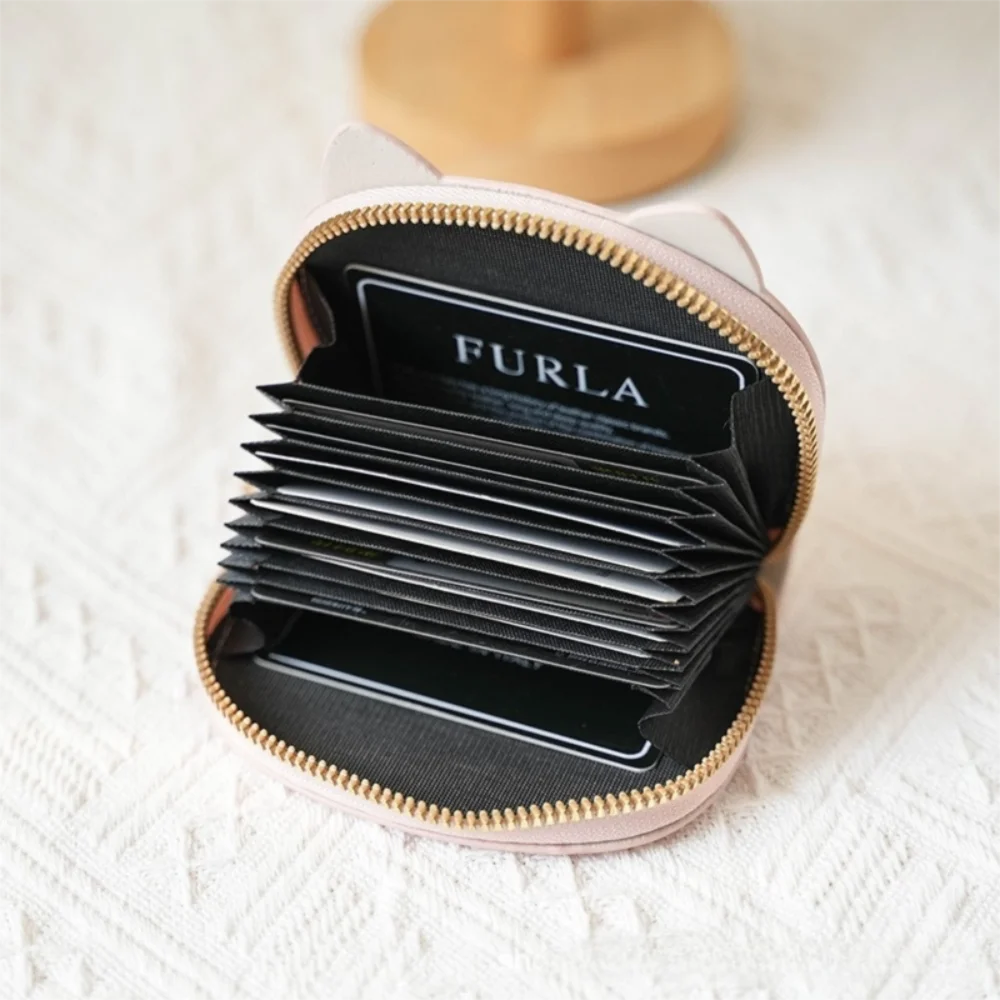 لطيف الكرتون القط نمط المحفظة سستة متعددة فتحة للبطاقات قصيرة محفظة نسائية للعملات المعدنية بطاقة حقيبة بولي Leather الجلود حامل بطاقة صغيرة النساء