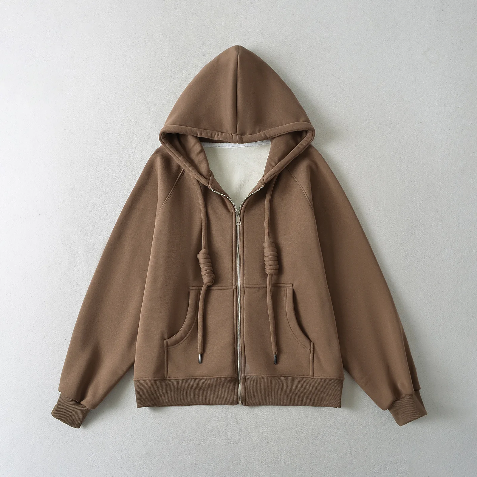 Sudadera gruesa de lana para mujer, chaqueta con capucha, estilo americano holgado y perezoso, cremallera, Otoño Invierno, nuevo