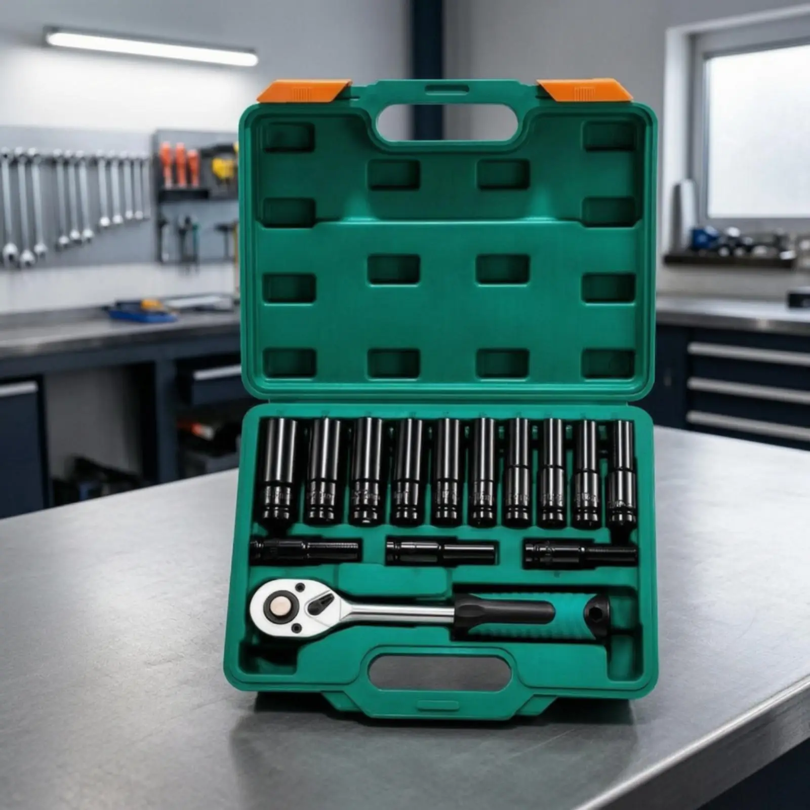 14 Pieces Automotive Socket Wrench Assortment High-Carbon Steel 1/2 Inch Drive Socket Wrench Set Heat-Treated Anti-Rust