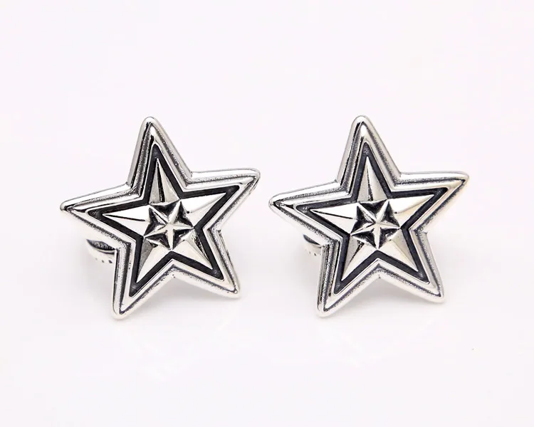 Manufacturer wholesale S925 pure silver five pointed star large ring for men, retro Thai silver Korean version personalized ring