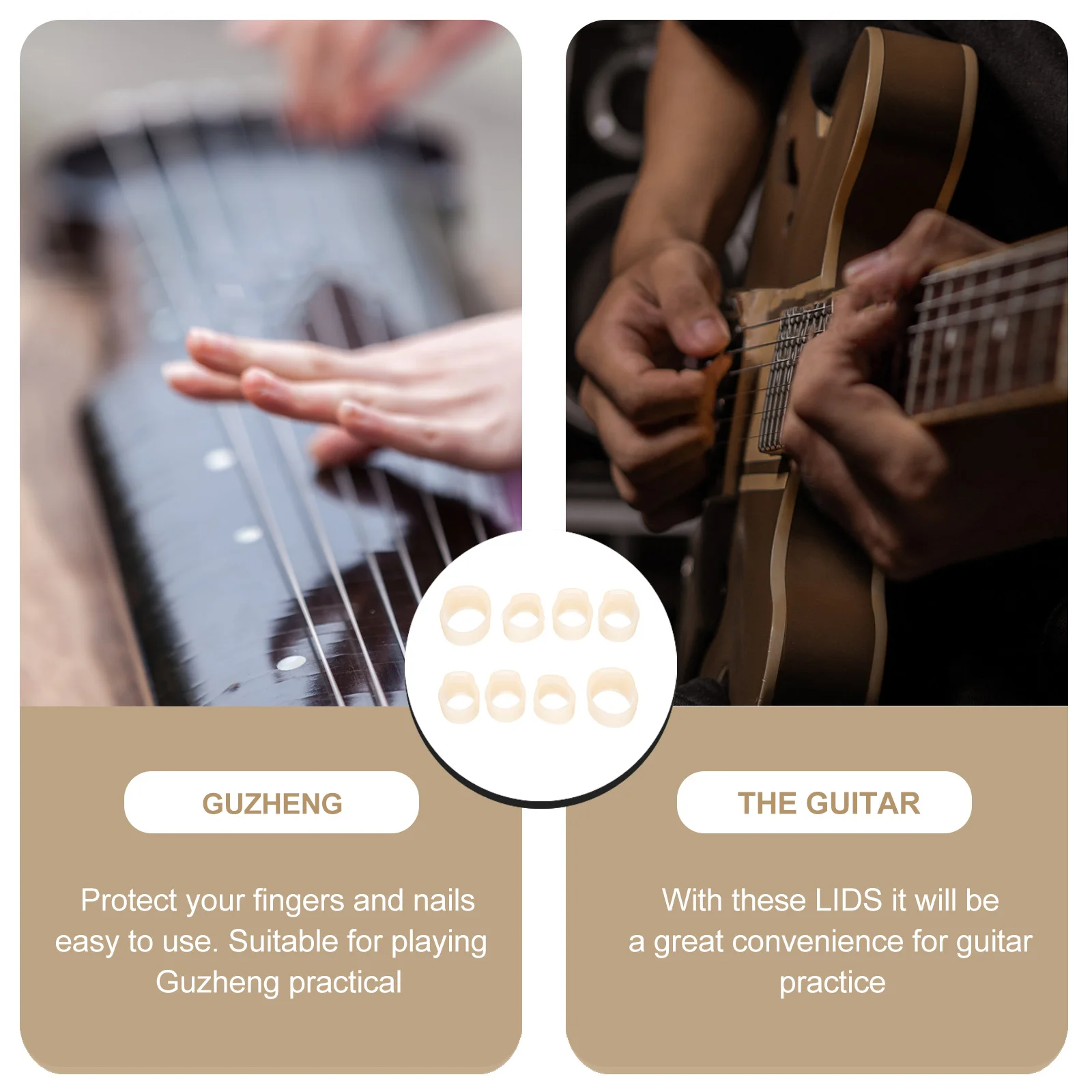 

2set 2Sets Silicone Nail Covers Durable Elastic Finger Protectors For Playing Guzheng Practice Nail Protection Covers Learning