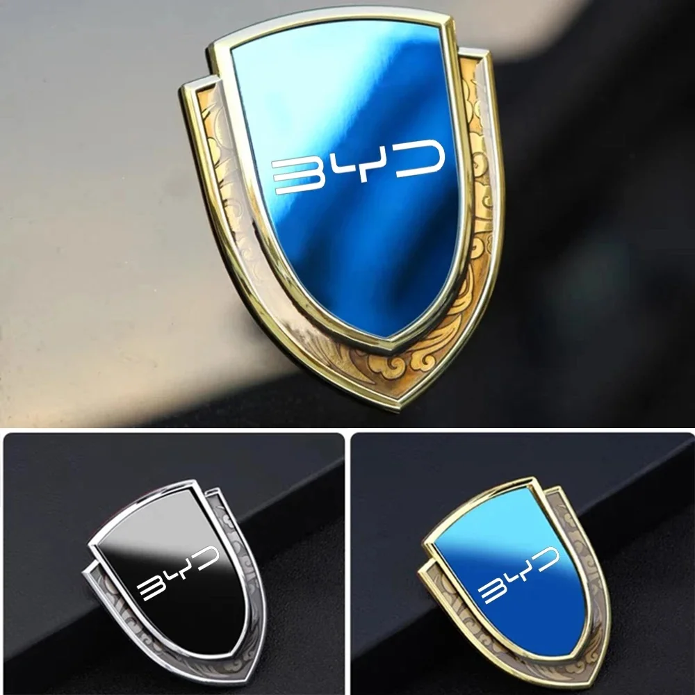 Metal Shield‑Style Car Trunk Window Side Emblem Sticker For BYD Atto 3 Yuan Plus Song Dolphin Seal Han Exterior Ornament Supplie