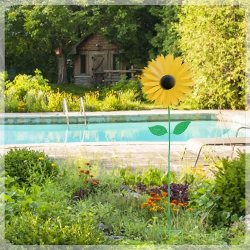 

Sunflower Windmill 75Cm/29.5In Metal Sunflower Windmill Windmill For Lawn Garden Yard Vintage Metal Sunflower