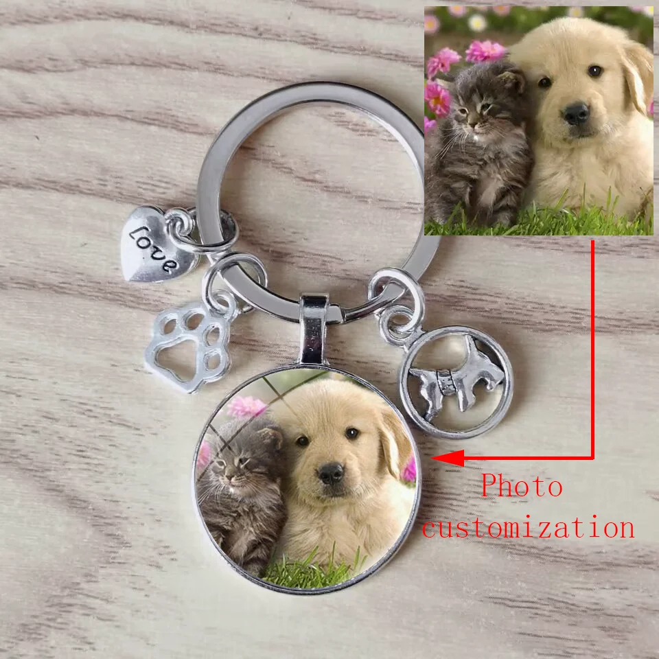 Classic Keychain Time Gem Custom Cute Animal Pet Paw Print My Dog Car Keyring Men's and Women's Fashion Alloy Commemorative Gift