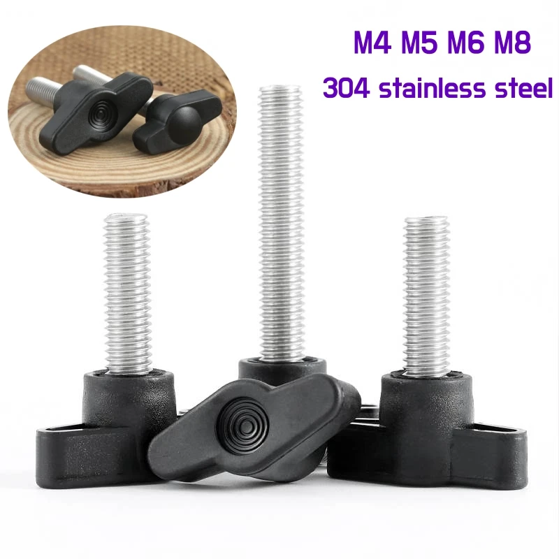 1~5pcs M4 M5 M6 M8 304 Stainless Steel Plastic Head Bakelite Hand Knob Screw Rubber Head Straight Handle Adjust T-handle Bolt