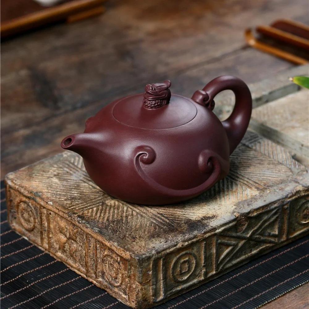 420ML China Yixing Famous Raw Ore Old Purple Mud Purple Clay Pot Pure Handmade Brewing Teapot Large-capacity Household Teapot